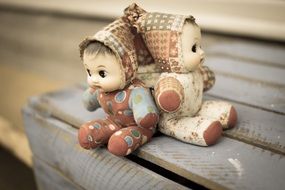 two cute ceramic vintage dolls