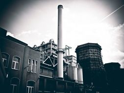 old industrial plant, black and white