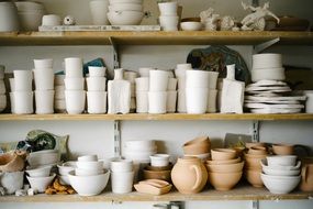 pottery on the shelves