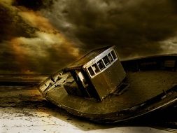 Picture of stranded ship on the coast