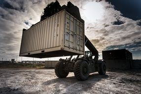 loading cargo container car