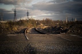 power transmission pylons in an abandoned industry