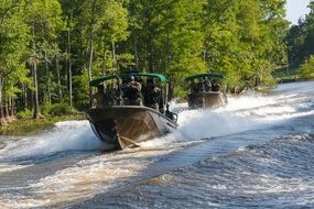 Military boats in the water