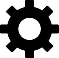 painted black gear on a white background