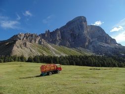 red car at the mountain