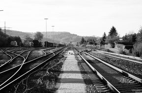 railroad in black and white