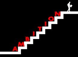 painted staircase and a man with an inscription ambition