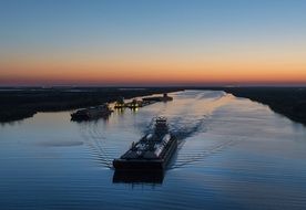 canal barge at dusk