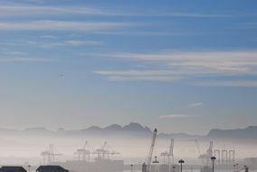 Cranes in the fog clipart