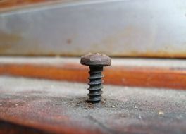 rusty screw on the windowsill