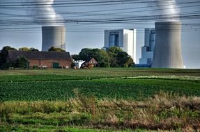 Landscape of smoking big towers