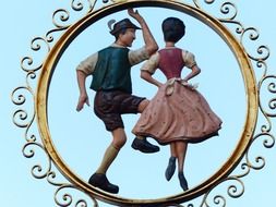 traditional bavarian dancing pair, art forging