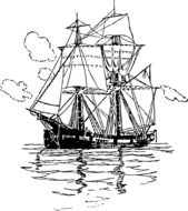 ship with sails on the sea