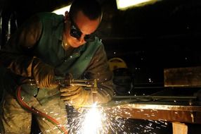 A man with welding in his hands