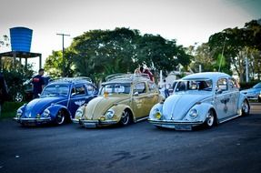 three vintage vw beetle cars