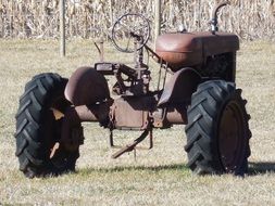 Rusty tractor on a farm