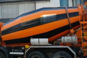 black-orange concrete mixer