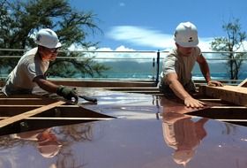 workers at work on a spring day