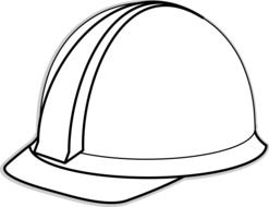 black and white drawing of a construction helmet