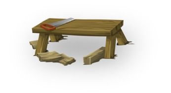 graphic image of a tool on a wooden bench