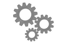 drawing three gray gears