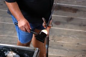 Working with glass blower