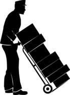 black silhouette of a loader with a trolley