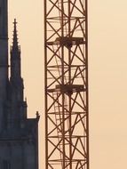 tower crane at gothic cathedral