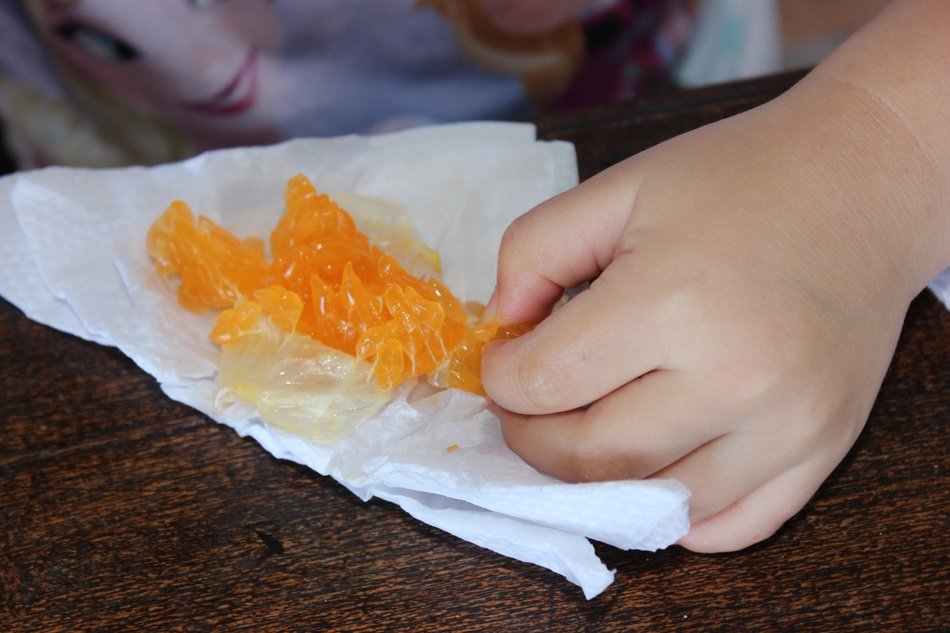 baby snack on napkin
