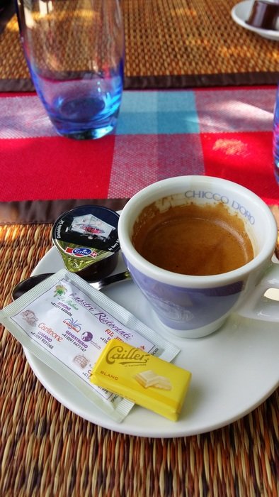 Cappuccino in the cup and chocolate