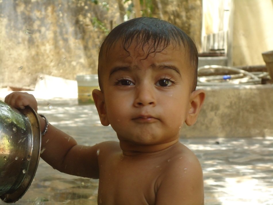 cute kid in the water
