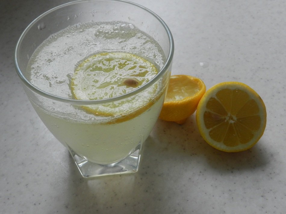 vitamins and health drink with lemon
