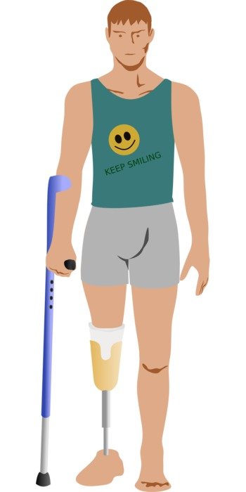 a man with a prosthesis drawing