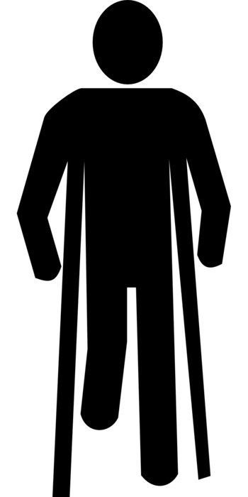 clipart of painted man on crutches