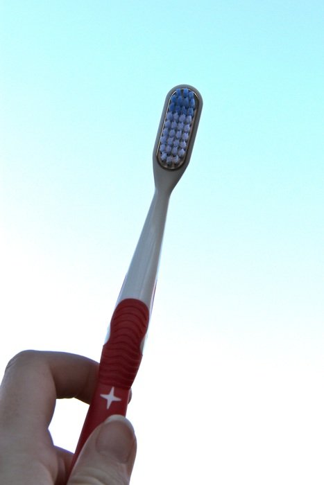 toothbrush in hand