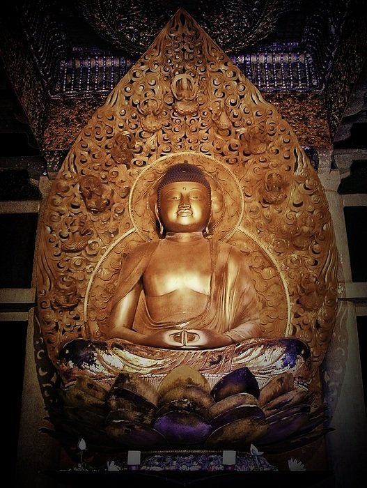 buddha sitting on lotus, hawaii