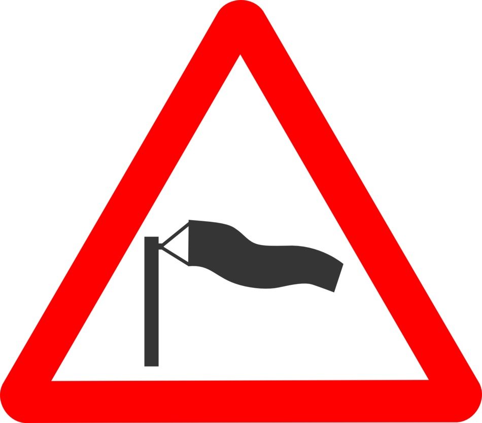 crosswind road sign