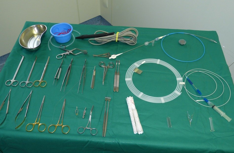 operation instrument on hospital table