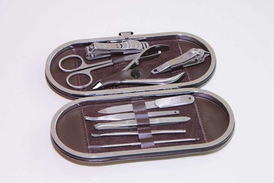 tools for pedicure in a case