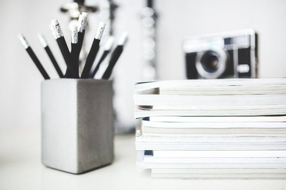 pencils and magazines