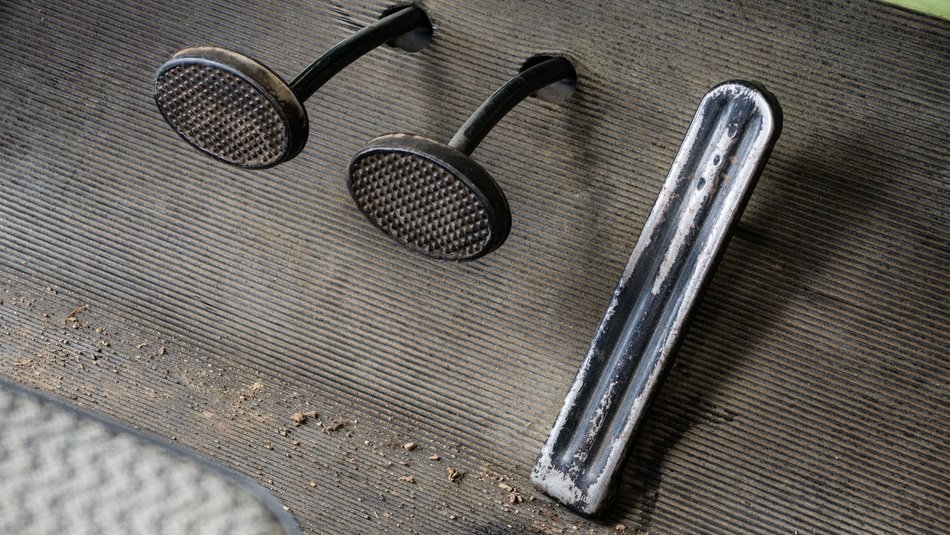 old car gas and brake pedals