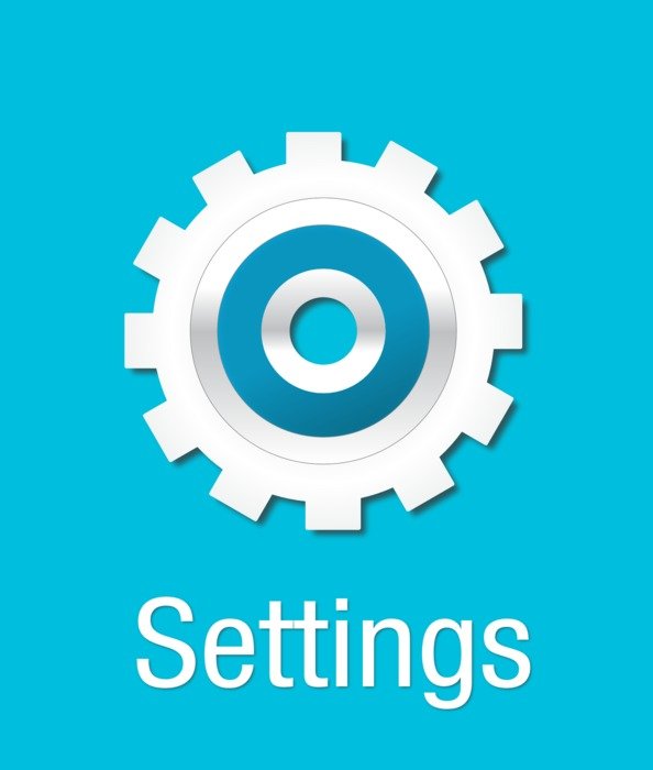 Blue sign of the settings
