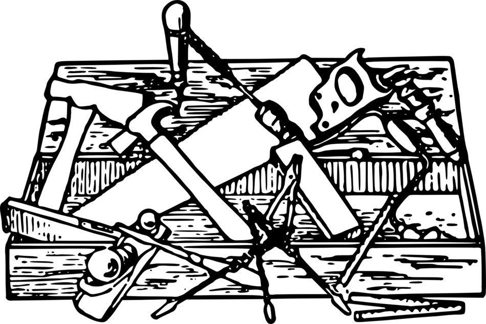 black and white graphic image of tool box