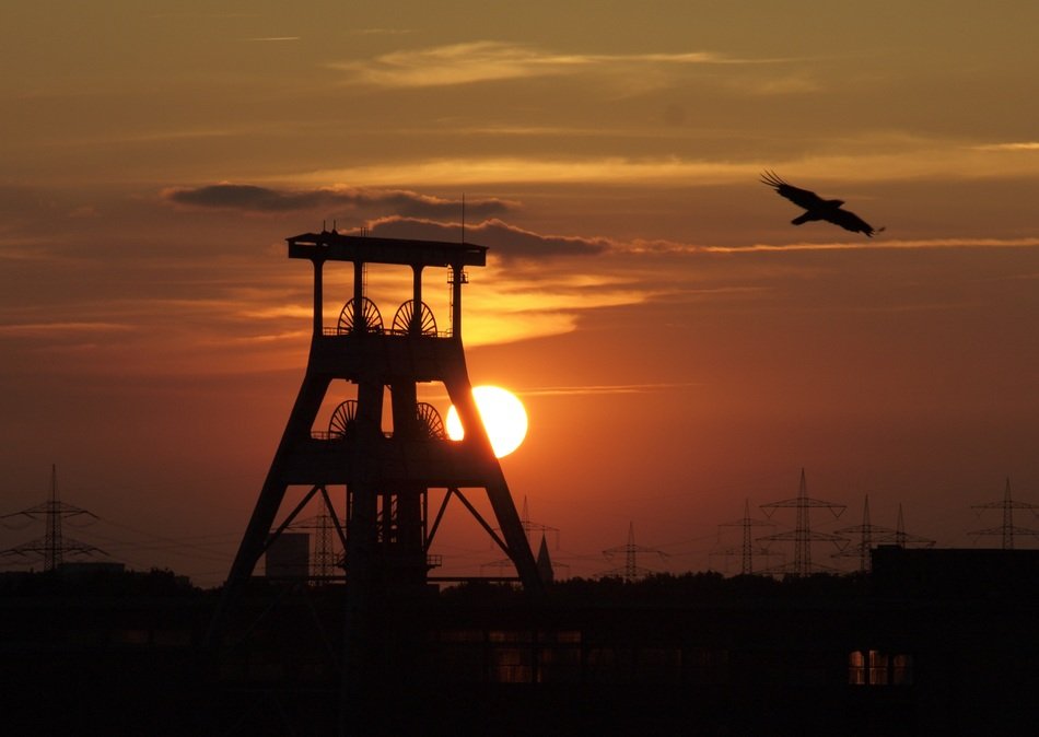 sunset over the mine in the Ruhr district