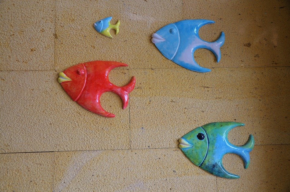 colorful fish in the bathroom