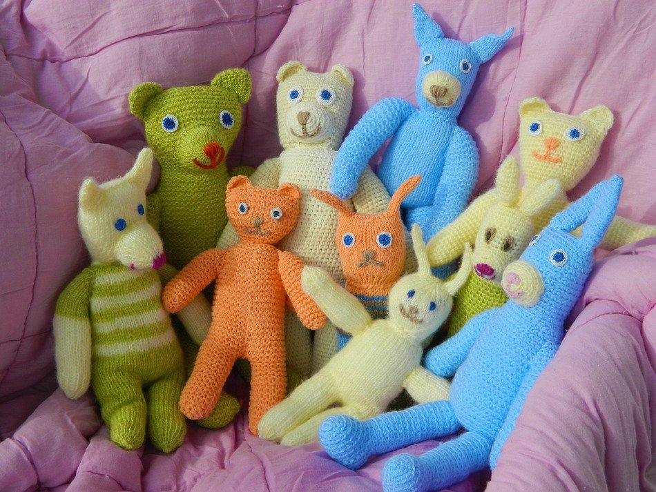 crocheted animal dolls