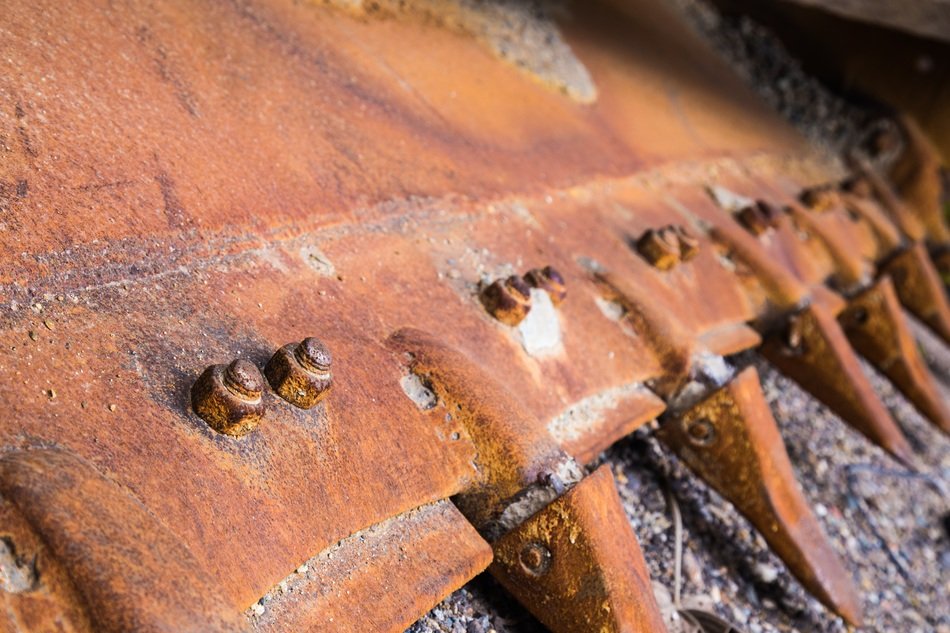 rusty bulldozer close up