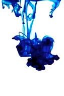 blue paint in clear water