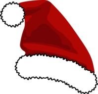 red Santa Hat with white fur, Clip Art