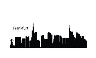 black silhouette of skyscrapers in Frankfurt